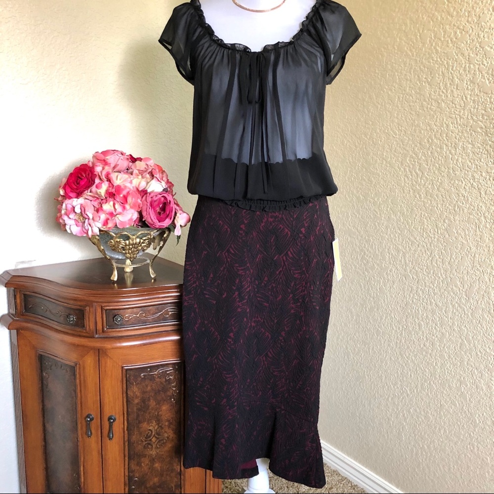 Michael Kors Hi Lo Ruffle Hem Skirt
